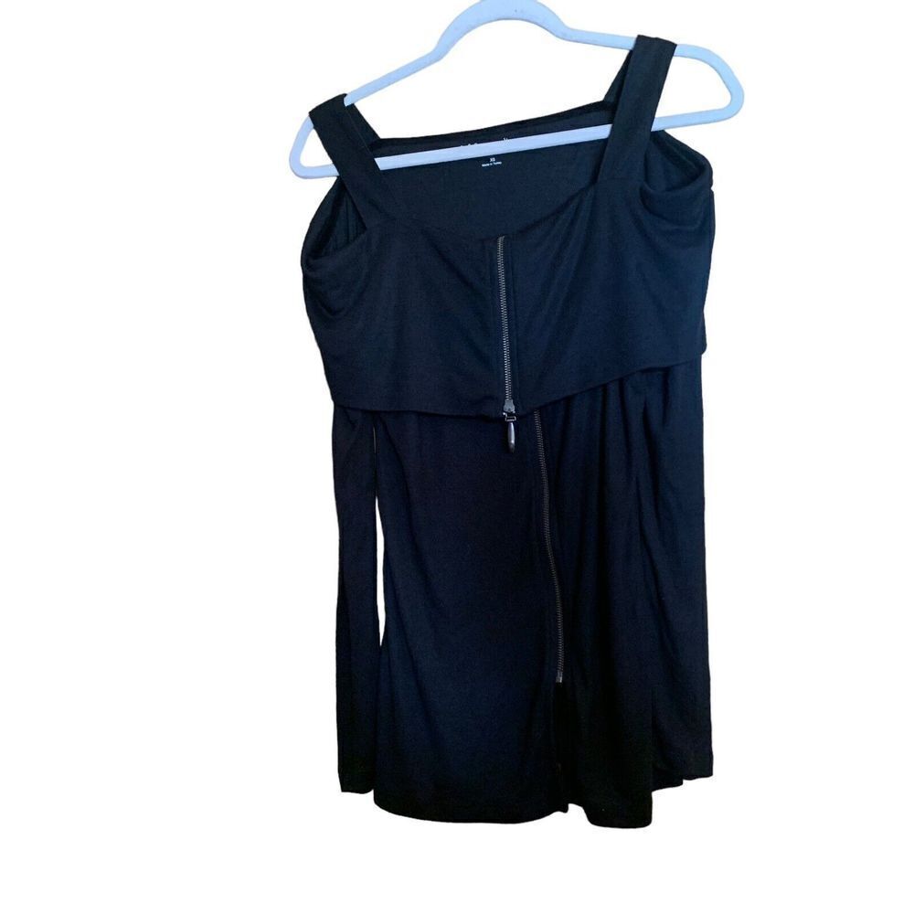 Soft Surroundiungs Womens Size XS Black Off The Cold Shoulder Tunic Top Blouse